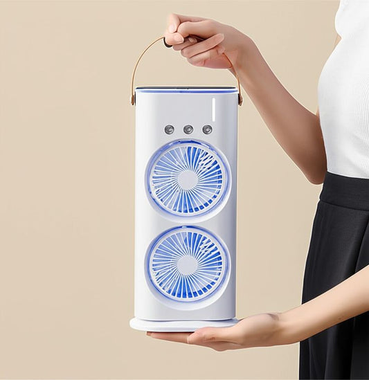 Portable Dual Mini Fan – Rechargeable Personal Cooling Fan